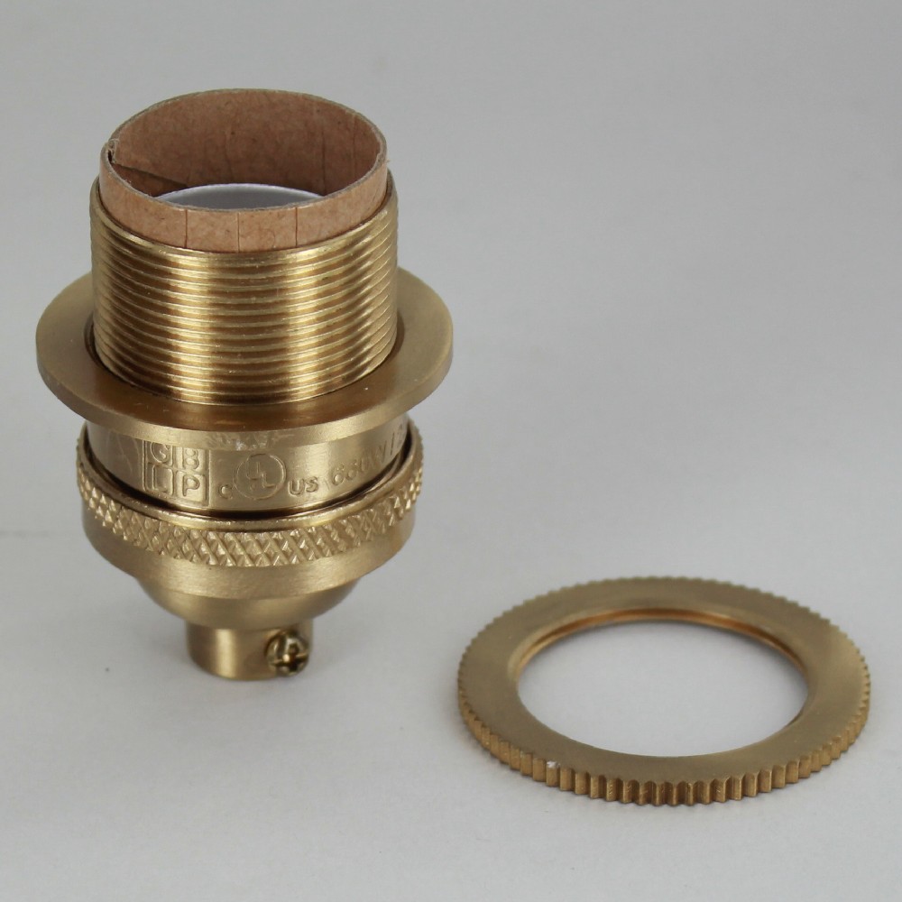 Brushed Brass Finish Uno Threaded Keyless Socket Includes Knurled and Smooth Shade Ring Questions & Answers