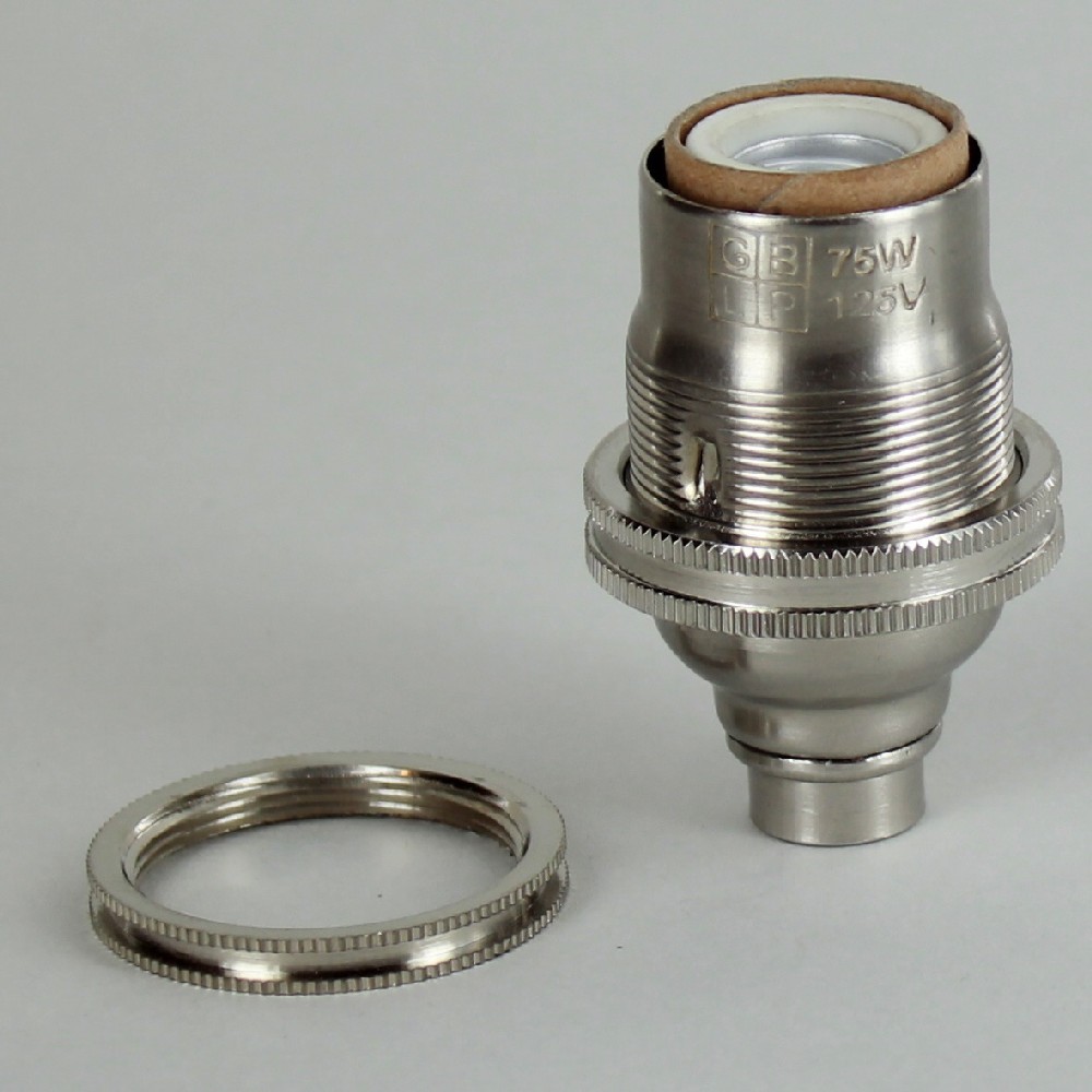 Satin Nickel Finish E-12 Threaded Socket with Shade Ring and Porcelain Interior and Captive Ring Questions & Answers