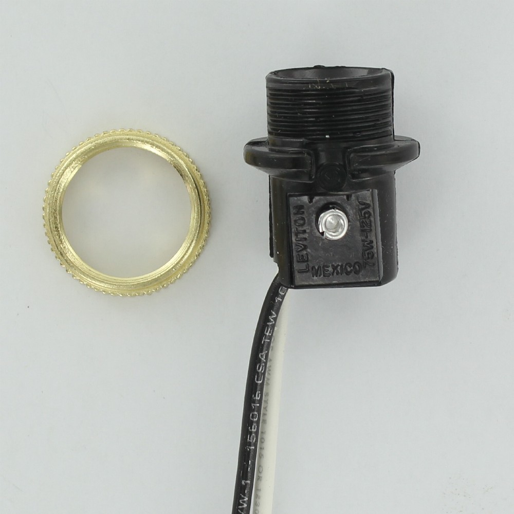 E12 Base Phenolic Candelabra Socket Threaded Body with Brass Shoulder Ring and 4in Wire Leads Questions & Answers