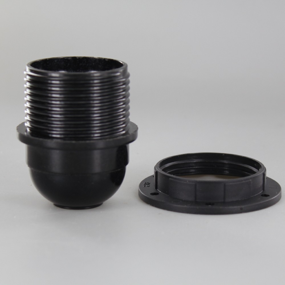 E27 Black Phenolic Threaded Skirt Shoulder Stop Lamp Holder with 1/8ips Threaded Cap Questions & Answers