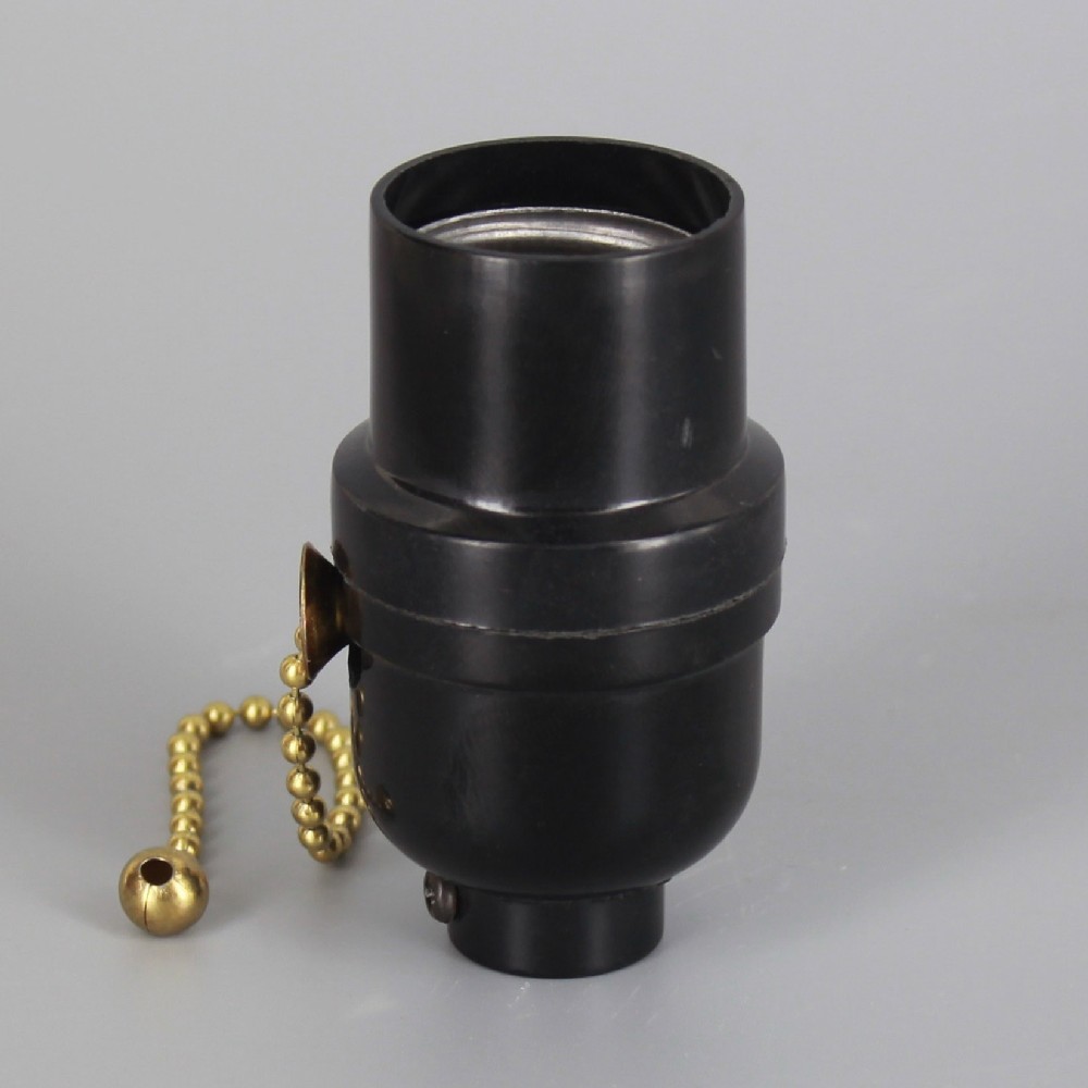 E-26 Base Phenolic Brass Pull Chain Socket with Ball Ornament and 1/8ips. Bottom Questions & Answers