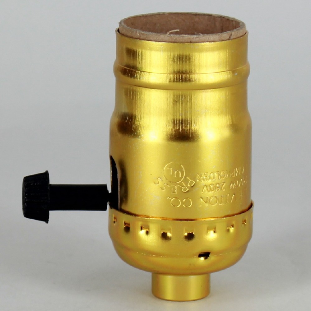 3 Terminal - Two Circuit Type Medium Base Metal Shell Removable Turn Knob Socket - Polished Gilt Finish Questions & Answers