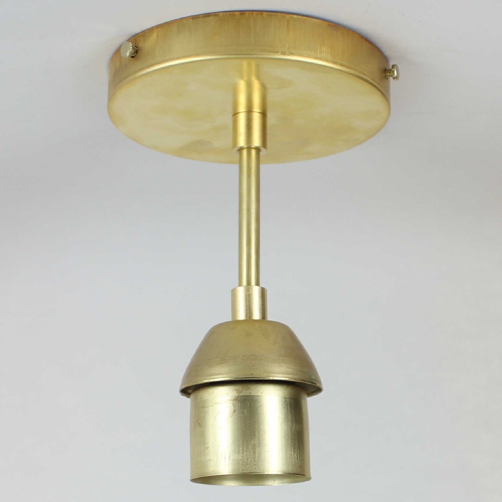 One E-26 Light - Flush Pendant Fixture - For 1-5/8 Hole Shades - Unfinished Brass Questions & Answers