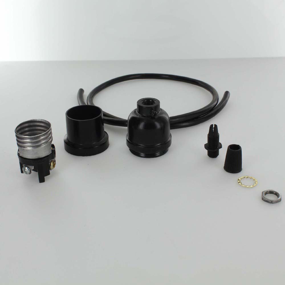 6ft. Black 18/2 SVT Wire Pre-Wired E-26 Lamp Socket Pendant Kit - Black Questions & Answers