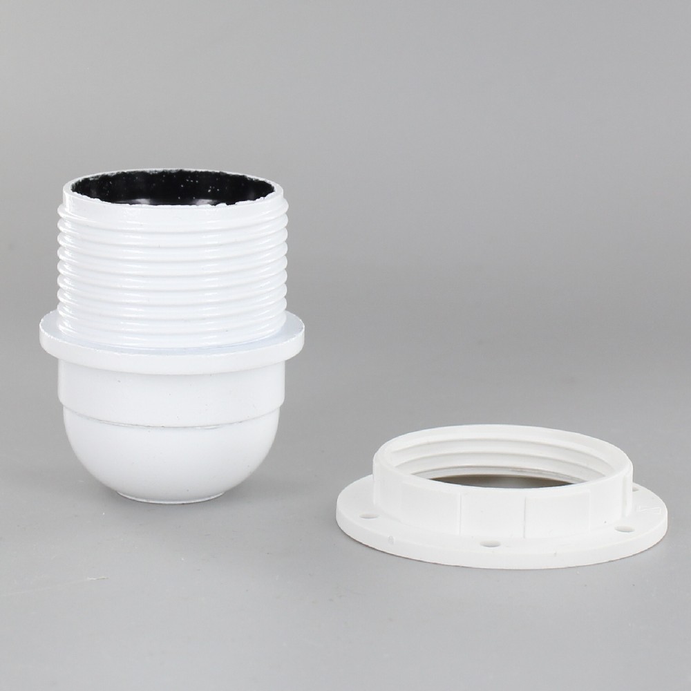 E27 White Phenolic Threaded Skirt Shoulder Stop Lamp Holder with 1/8ips Threaded Cap Questions & Answers