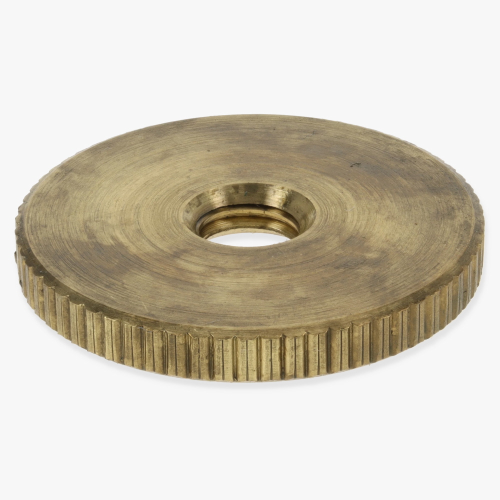 1/4-27 UNF - 1in Diameter x 1/8in H - Threaded Knurled Flat Brass Nut - Unfinished Brass Questions & Answers