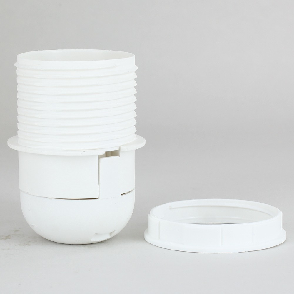 E-27 White Threaded Skirt with Shade Rest Shoulder Thermoplastic Lamp Socket Shade Ring and Cap Questions & Answers