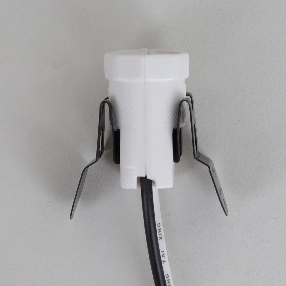 White Phenolic Candelabra Lamp Socket with Snap In Spring Clip and 24in. Leads Questions & Answers