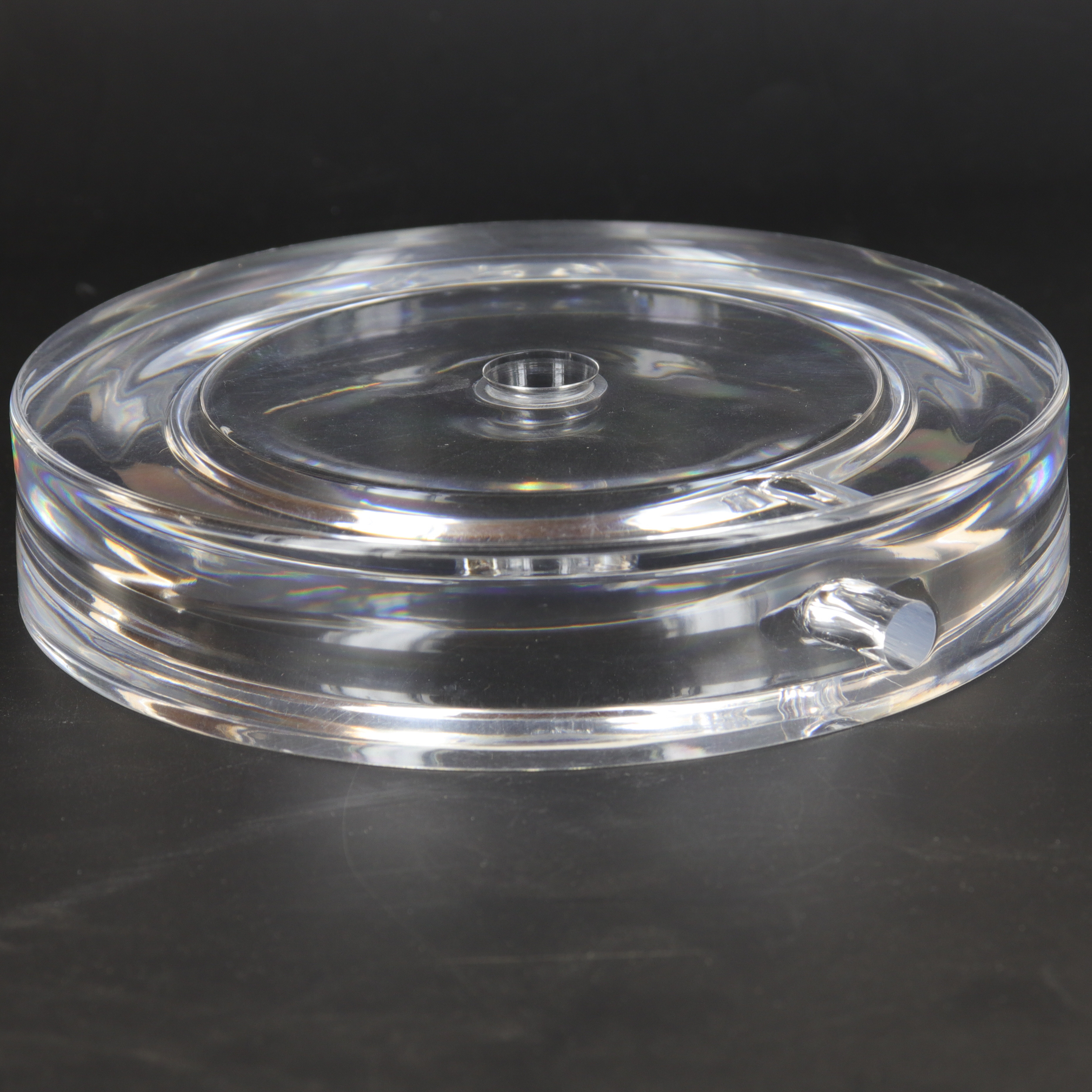 5in Diameter Acrylic Lamp Base With 1/8ips Slip Center Hole And Wire Exit - Clear Questions & Answers