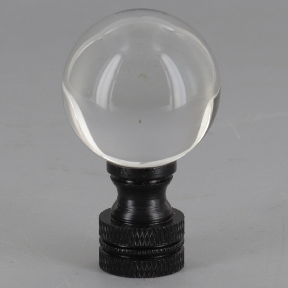 is this only the cupped finial base? or is the crystal ball attached? What is the size of the crystal ball?