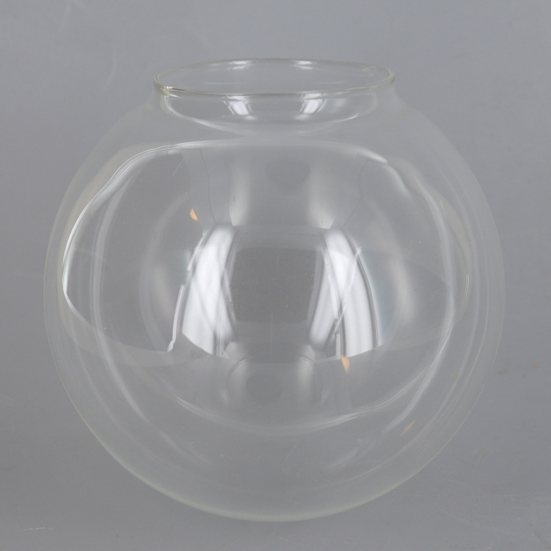 4in Diameter Clear Neckless Globe with 2in Hole Questions & Answers