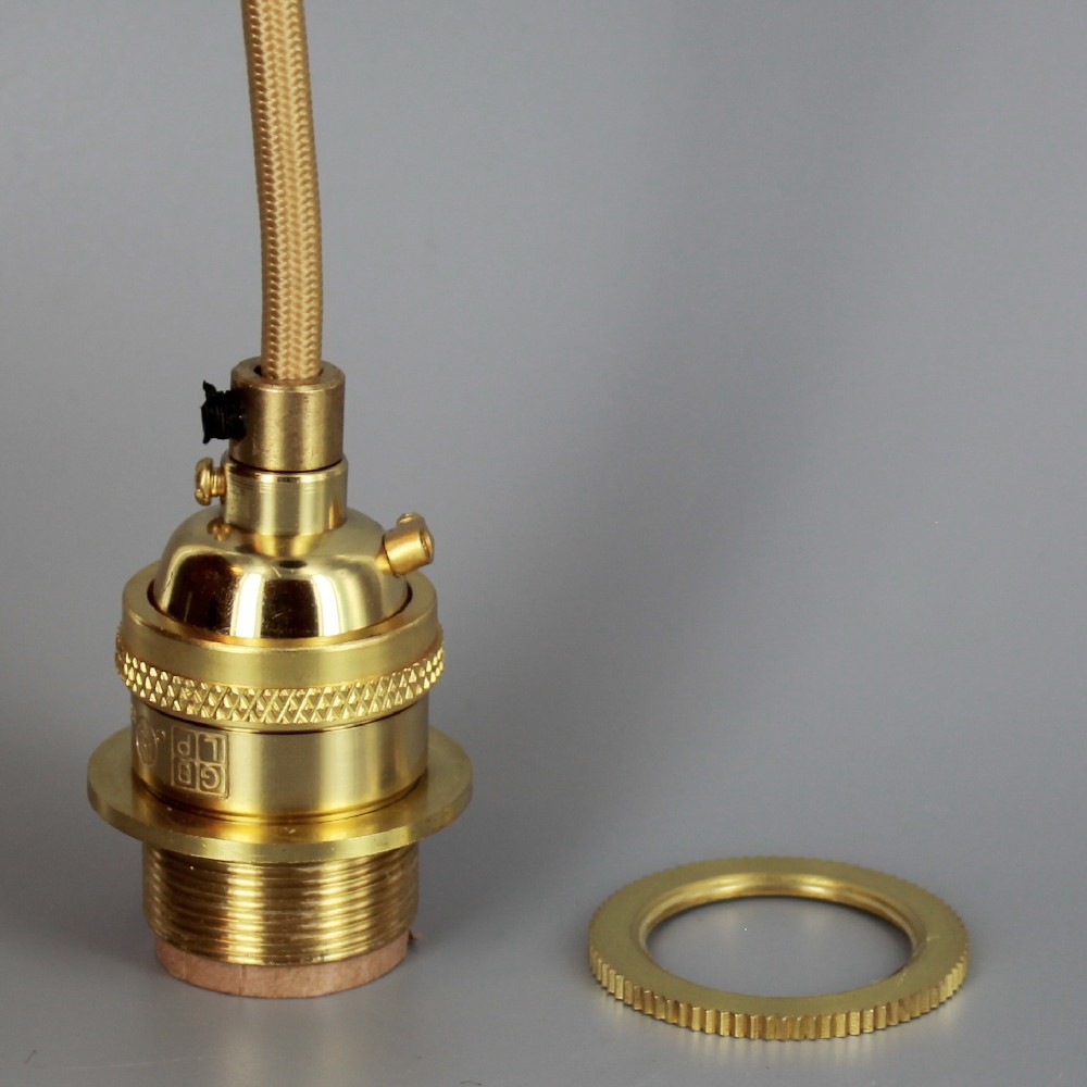 10Ft Long Gold Nylon Overbraid Metal E-26 Base Keyless Lamp Socket - Polished Brass Questions & Answers