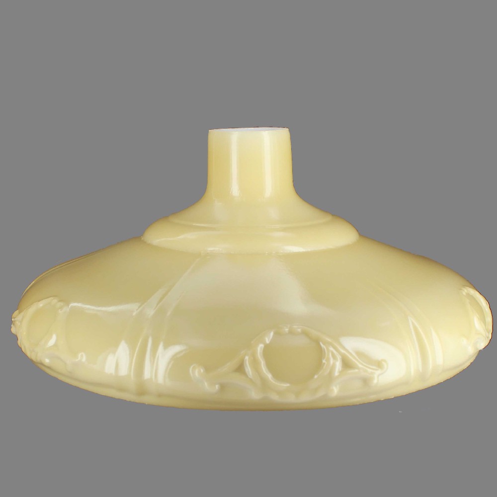 16-1/4in. Buff Color Embossed Horn Design Torchiere Shade with 2-3/4in. Neck Questions & Answers