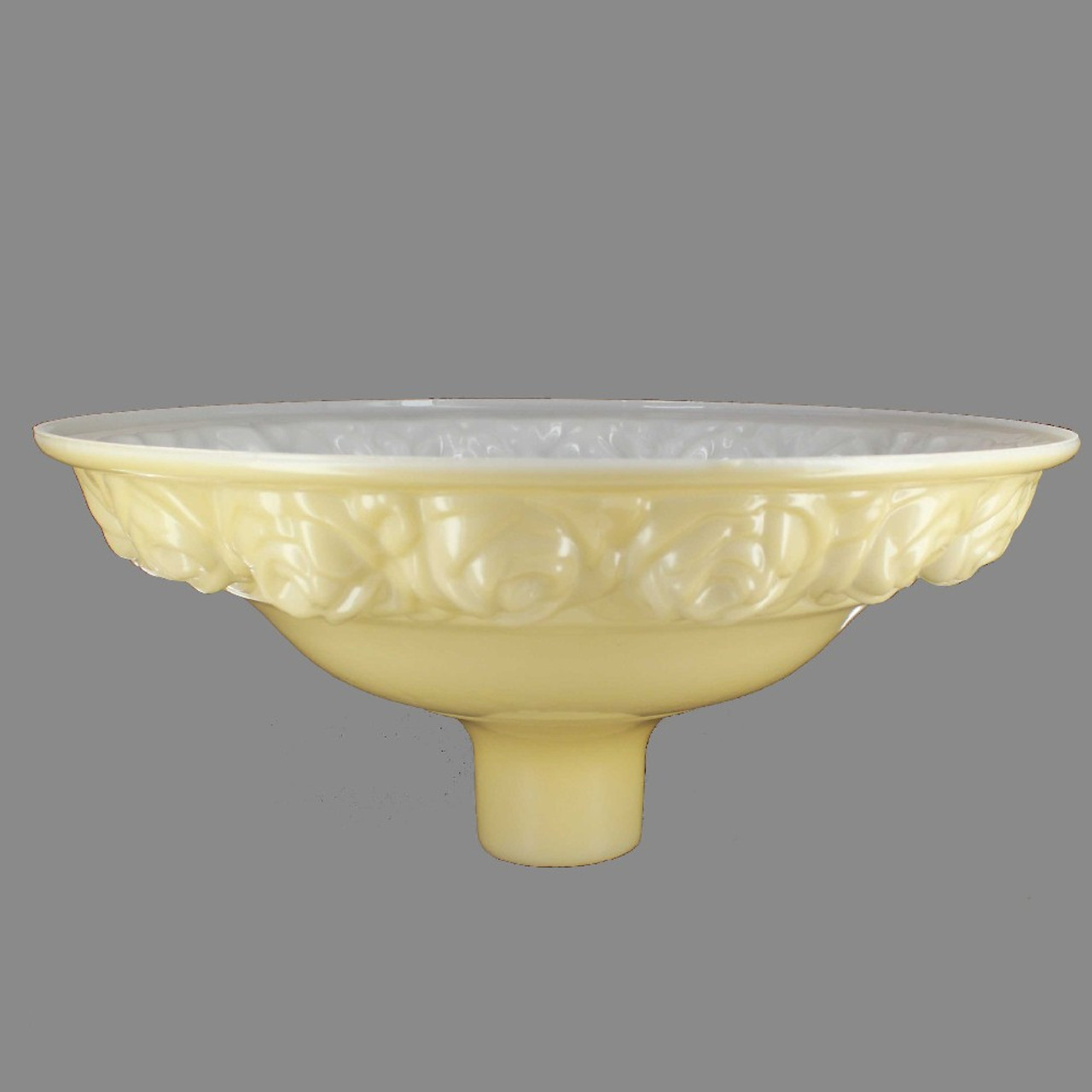 16-1/4in. Buff with Embossed Roses Torchiere Shade with 2-3/4in. Neck Questions & Answers