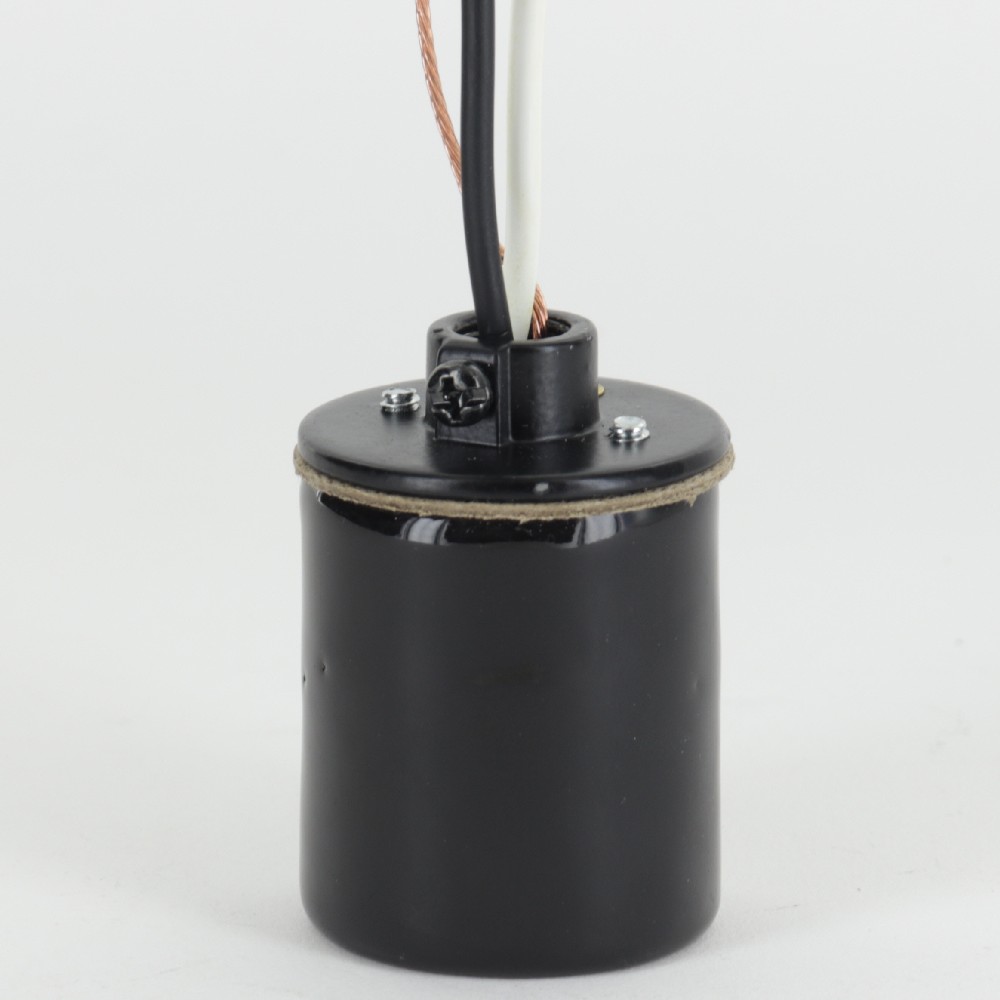 Grounded E-26 Keyless Glazed Porcelain Socket with 36in. Wire Leads - Black Questions & Answers