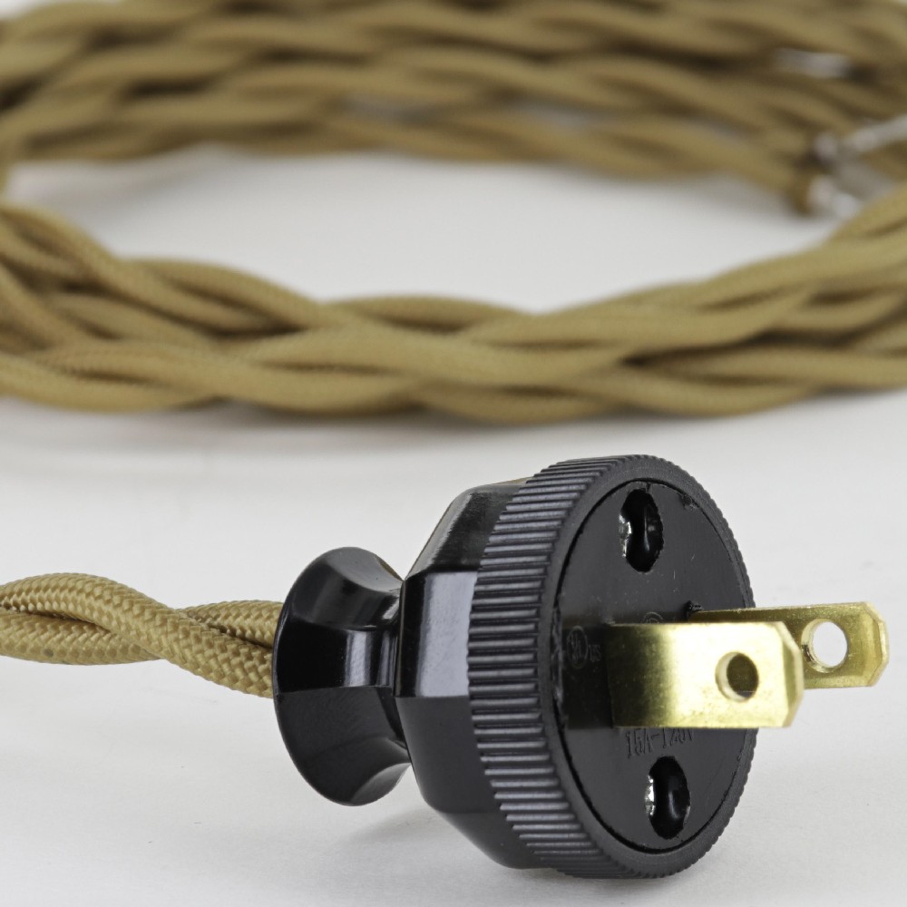 10ft Long Gold Twisted 18/2 Spt-2 Type UL Listed Power Cord With Black Phenolic Plug Questions & Answers