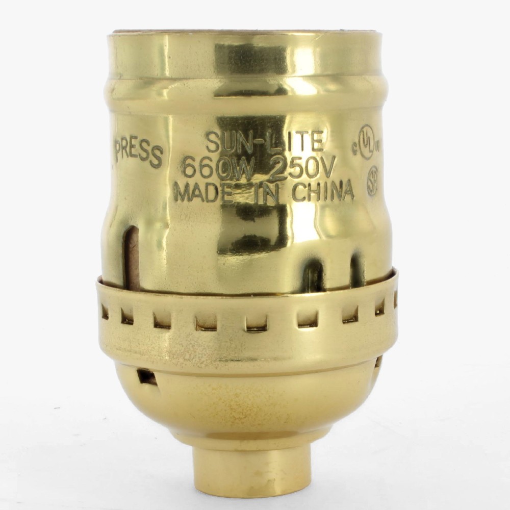 Keyless E-26 Base Solid Brass Lamp Socket with 1/8ips Cap and Set Screw - Polished Brass Finish Questions & Answers